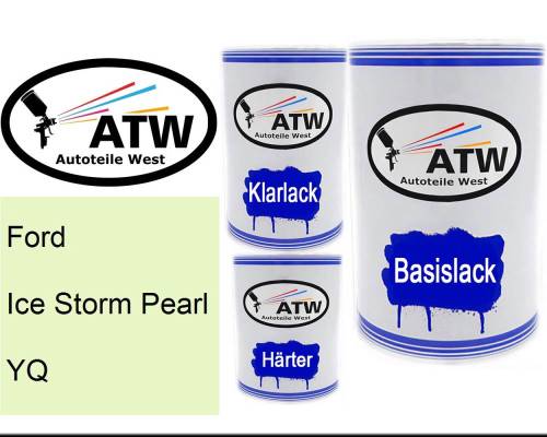 Ford, Ice Storm Pearl, YQ: 500ml Lackdose + 500ml Klarlack + 250ml Härter - Set, von ATW Autoteile West.